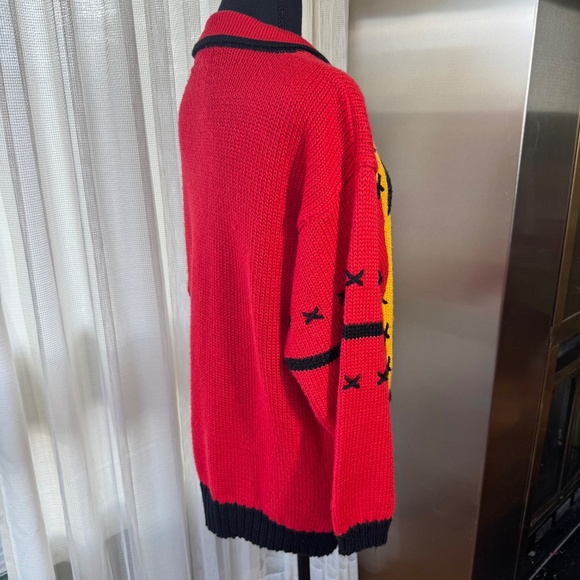 Vintage 1980s sweater, red, black, yellow oversized top, Michel Sport 12/14 (L) - Picture 4 of 10